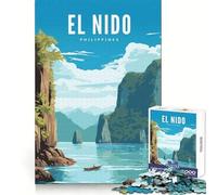 Puzzle 1000 pièces pour Adultes El Nido Palawan Jeu de réflexion Amusant et Fin,idéal pour Un Moment de détente et de Calme,à décorer pour Noël (38x52cm)