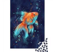 Puzzle 1000 pièces pour Adultes, Elegant Goldfish in Deep Blue Water