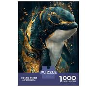 Puzzle 1000 Pièces pour Adultes Elegant Orca Whale with Gold Accents Puzzle Adulte Jeux De Société en Famille Vacances À La Maison Passer Le Temps Cadeau d'anniversaire, Cadeaux, 38x26cm/1000pcs