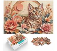 Puzzle 1000 pièces pour Adultes, Elegant Papercut Cat with Rose | Pour une activité qui demande de la patience : Puzzle adulte 1000 pièces ; pour une activité tranquille chez soi.