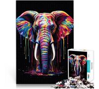 Puzzle 1000 pièces pour Adultes Éléphant Arc-en-Ciel Jouets de Jeu pour Cadeau Familial Offrir en Cadeau à Toute la Famille 75x50cm