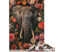 Puzzle 1000 pièces pour adultes Éléphant Art Contemporain Puzzle en Bois Grand Cadeau pour Amis et Famille 1000 pièces(75x50cm)
