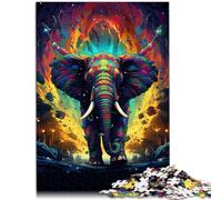 Puzzle 1000 pièces pour Adultes Éléphant coloré Casse-tête Cadeaux d'anniversaire et de Noël Uniques 14,96 po x 20,47 po pour Adolescents de 14 Ans et Plus