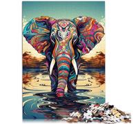 Puzzle 1000 pièces pour Adultes, éléphant coloré, Jeu Stimulant, Jeu éducatif pour Anniversaire, Noël, 14,96 po x 20,47 po