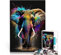 Puzzle 1000 pièces pour Adultes éléphant coloré Jouets éducatifs et d'apprentissage Jeux familiaux décoration Murale 38x26cm