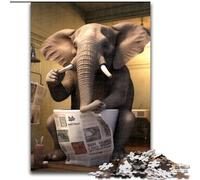 Puzzle 1000 pièces pour Adultes : Éléphant lisant Un Journal. Puzzle pour Adultes, idéal pour Les Adolescents et Les familles pour Les fêtes (Taille : 38 x 26 cm).