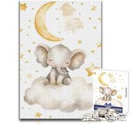 Puzzle 1000 pièces pour Adultes - Éléphant Mignon sur Un Nuage - Jeu de défi Unique - Course de Vitesse Manuelle - Jouet éducatif - Dimensions:50x75cm