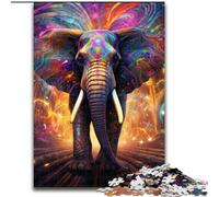 Puzzle 1000 pièces pour Adultes Éléphant psychédélique en Bois, idéal comme Cadeau pour s'amuser en Famille. 50x75cm. Un pour Noël ou Un Anniversaire.