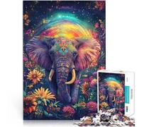 Puzzle 1000 pièces pour Adultes Éléphant psychédélique Jouet éducatif d'apprentissage Offrir en Cadeau à Toute la Famille 52x38cm