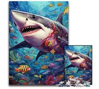 Puzzle 1000 pièces pour Adultes en Carton Motif Requin Idéal pour décorer et stimuler Le Cerveau 26x38cm / 10,23x14,96 Pouces