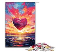 Puzzle 1000 pièces pour Adultes en Forme de cœur sur la Plage Amusant en Famille avec Affiche et fiche de Questions réponses Assorties 1000 pièces