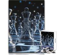Puzzle 1000 pièces pour Adultes, en Verre, représentant la Reine des échecs Jeu Relaxant et paisible à pratiquer à l'intérieur Découpe précise des pièces Dimensions:38x52cm