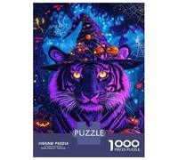Puzzle 1000 Pièces pour Adultes Enchanted Halloween Tiger Puzzle Adulte, Jouet, Décoration Murale, Cadeau d'anniversaire Unique 70x50cm/1000pcs