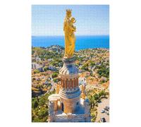 Puzzle 1000 Pièces pour Adultes ，Enfant Puzzle ，Jeu Éducatif pour Les Défis，；Vue aérienne de la basilique Notre-Dame-de-la-Garde à Marseille；，des Vacances pour Adolescents，Cadeau de Noël，75x50Cm，
