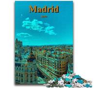 Puzzle 1000 pièces pour Adultes Espagne Madrid Ville Voyage Famille Amusement Idéal comme Cadeau pour Toute la Famille à partir de 14 Ans (Taille 38x26cm)