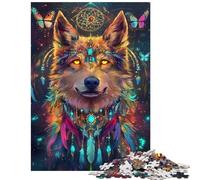 Puzzle 1000 pièces pour Adultes Esprit du Loup Vibrant Cadeau d'anniversaire pour Adultes Défi éducatif Amusant en Famille et soirée Jeux (75x50cm/1000 pièces)