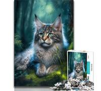 Puzzle 1000 pièces pour Adultes et Adolescents Adorable Chat Maine Coon Puzzle 1000 pièces Jeux Amusants en Famille pour Toute la Famille (Taille 38x26cm)