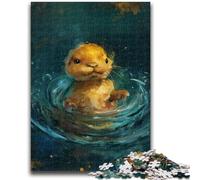 Puzzle 1000 pièces pour Adultes et Adolescents Adorable Petite Loutre Jaune Stimule Le Cerveau Jouets addictifs pour cultiver la Patience Cadeau d'anniversaire 50x75cm