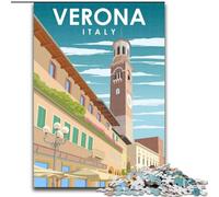 Puzzle 1000 pièces pour Adultes et Adolescents, Affiche de Rue de Vérone, Italie Jeu Stimulant, Jouets à Offrir en Cadeau pour Toute la Famille, à partir de 14 Ans (26x38cm), 1000 pièces