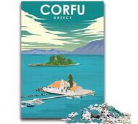 Puzzle 1000 pièces pour Adultes et Adolescents, Affiche de Voyage à Corfou, Grèce, Jouets éducatifs, Anti-Stress, idéal pour la décoration de Bureau (Taille 38x52cm)