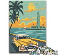 Puzzle 1000 pièces pour Adultes et Adolescents. Affiche de Voyage à Cuba pour Les 14 Ans et Plus. Difficile à compléter, mais Amusant et Humoristique. Cadeau d'anniversaire (Taille 38x52cm).