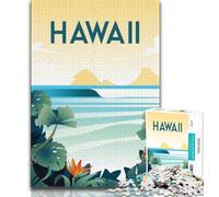 Puzzle 1000 pièces pour Adultes et Adolescents, Affiche de Voyage à Hawaï, Anti-Stress, Vacances à la Maison, Passe-Temps, Amour Entre Couples (38x26cm)