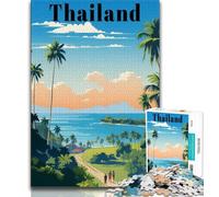 Puzzle 1000 pièces pour Adultes et Adolescents, Affiche de Voyage en Thaïlande, Anti-Stress, décoration d'intérieur (75x50cm)
