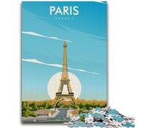 Puzzle 1000 pièces pour Adultes et Adolescents,Affiche de Voyage Paris France,1000 pièces pour Adultes,activité Amusante pour la Maison,Jouets pour Les Jours de Pluie,Cadeaux d'anniversaire (26x38cm)