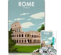 Puzzle 1000 pièces pour Adultes et Adolescents, Affiche de Voyage Rome, Italie, Jeu Familial Anti-Stress, défi Difficile, Collection d'artistes, Beaux-Arts 38x26cm