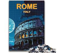 Puzzle 1000 pièces pour Adultes et Adolescents Affiche de Voyage Rome Italie Soulagement du Stress Défi Difficile Renforcer l'amour Entre Les Couples (Taille 38x26cm)
