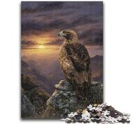 Puzzle 1000 pièces pour Adultes et Adolescents Aigle au Coucher du Soleil Difficile à réaliser, mais Amusant et Humoristique Cadeau d'anniversaire, Cadeaux, décoration Murale 26x38cm