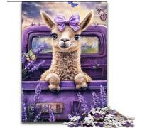 Puzzle 1000 pièces pour Adultes et Adolescents Alpaga Lavande, idée Cadeau d'anniversaire pour Adultes, Jeu Familial et Loisir (Taille 26x38cm)