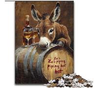 Puzzle 1000 pièces pour Adultes et Adolescents Âne sur Un tonneau de vin, Jeu Familial Anti-Stress, défi Difficile, renforce l'amour Entre Couples (Taille 26x38cm)