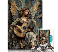 Puzzle 1000 pièces pour Adultes et Adolescents Ange Jouant de la Guitare Peinture à l'huile 1000 pièces pour Adultes,Jeux éducatifs Décoration d'intérieur Convient pour la décoration de Bureau