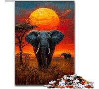 Puzzle 1000 pièces pour Adultes et Adolescents, Animaux africains, éléphant, Jeu intellectuel, Cadeau d'anniversaire, décoration Murale pour Les 14 Ans et Plus (Taille 50x75cm)