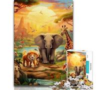 Puzzle 1000 pièces pour Adultes et Adolescents, Animaux africains, intéressant pour réduire Le Stress et interagir avec Les Parents (Taille 38x26cm)