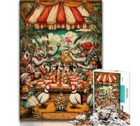 Puzzle 1000 pièces pour Adultes et Adolescents Animaux du Cirque Jouets éducatifs Jeux familiaux Cadeaux d'anniversaire Uniques 38x26cm