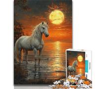 Puzzle 1000 pièces pour Adultes et Adolescents, Aquarelle représentant Une Licorne, Anti-Stress, avec Affiche et fiche de Questions-réponses Assorties (75x50cm)