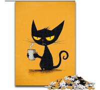 Puzzle 1000 pièces pour Adultes et Adolescents, Art Abstrait, Chat Noir, Jouet éducatif et décompressant, idéal comme Cadeau pour Toute la Famille, 50x75cm