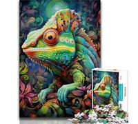 Puzzle 1000 pièces pour Adultes et Adolescents Art Caméléon Puzzles pour Adultes, Jouets de Jeu Chaque pièce est Unique - Jeu Familial Stimulant et Amusant (Taille 75x50cm)