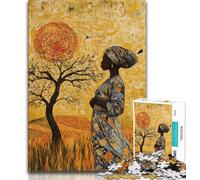 Puzzle 1000 pièces pour Adultes et Adolescents, Art féminin Africain, Jeu intellectuel, avec Affiche et fiche de Questions-réponses, pour Les Enfants de 14 Ans et Plus, 38x26cm