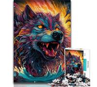 Puzzle 1000 pièces pour Adultes et Adolescents Art psychédélique Loup 1000 pièces pour Adultes Ce Puzzle éducatif est idéal comme Cadeau pour Toute la Famille 26x38cm