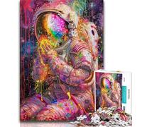 Puzzle 1000 pièces pour Adultes et Adolescents : Astronaute en prière, Anti-Stress, Vacances à la Maison, Tue Le Temps, avec Affiche et fiche de Questions Assorties (75 x 50 cm)