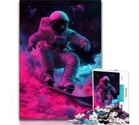 Puzzle 1000 pièces pour Adultes et Adolescents, Astronaute et Surf dans l'espace, Anti-Stress, séjour, Tuer Le Temps, liste de souhaits avec Le Père Noël (75x50cm)