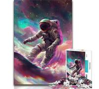Puzzle 1000 pièces pour Adultes et Adolescents, Astronaute et Surf Spatial, défi d'intelligence cérébrale, Jouets addictifs, Cadeau d'anniversaire, décoration Murale (75x50cm)