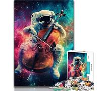 Puzzle 1000 pièces pour Adultes et Adolescents Astronaute Jouant du Violon Jouets éducatifs pour la Famille Cadeaux pour Amis et Famille 26x38cm