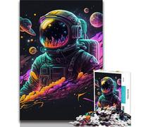 Puzzle 1000 pièces pour Adultes et Adolescents Astronaute néon 1000 pièces activité Amusante pour la Maison Jouets pour Les Jours de Pluie Cadeaux d'anniversaire 75x50cm