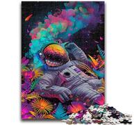Puzzle 1000 pièces pour Adultes et Adolescents Astronaute psychédélique Aide Le Cerveau à exercer Jouets addictifs pour cultiver la Patience Cadeau d'anniversaire 26x38cm