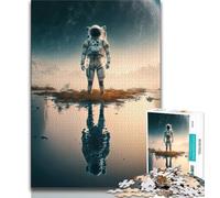 Puzzle 1000 pièces pour Adultes et Adolescents Astronaute sur Une Nouvelle planète Puzzle 1000 pièces Staycation Kill Time avec pièces de Formes aléatoires entièrement emboîtables 75x50cm