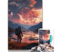 Puzzle 1000 pièces pour Adultes et Adolescents Astronaute sur Une planète Extraterrestre Puzzle pour Adultes Jeu Stimulant Jouets décoration Murale Cadeaux d'anniversaire et de Noël Uniques 26x38cm